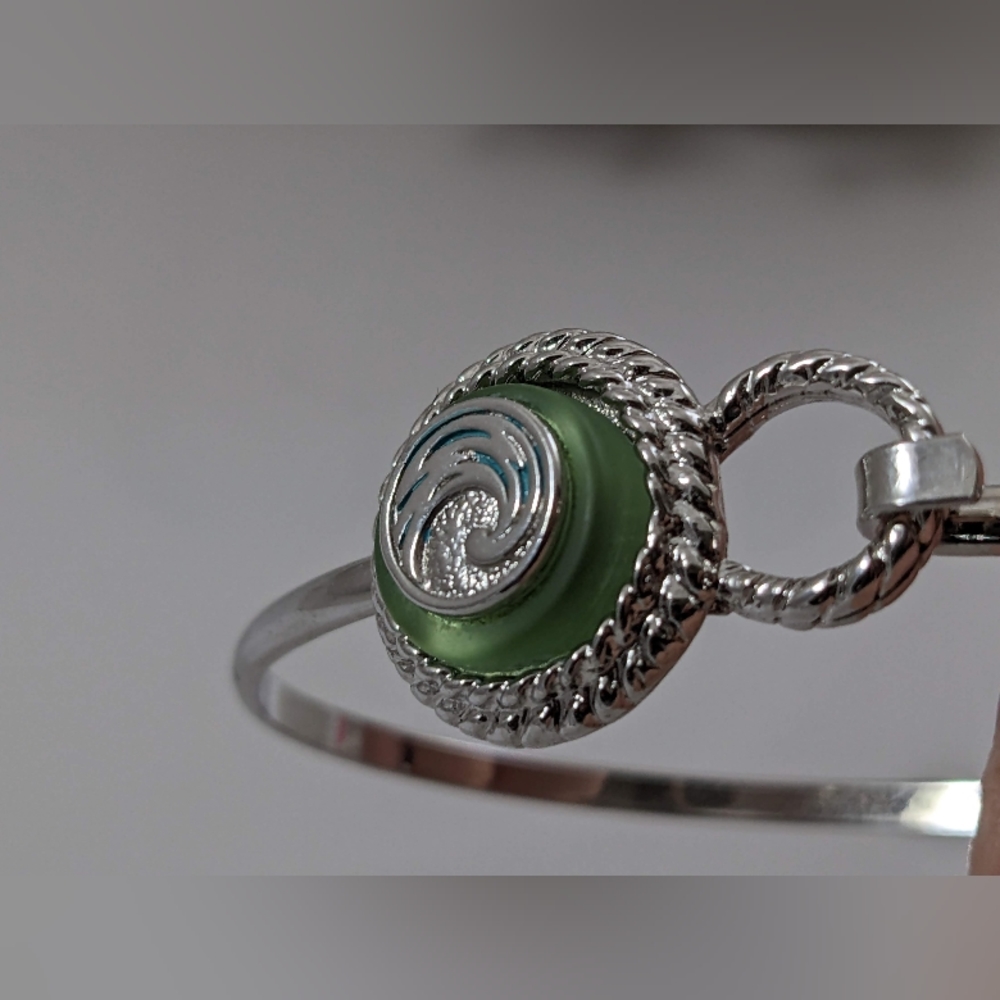 Wave Cuff Bracelet with Baby Shark earrings. Made in the USA - Picture 2 of 10